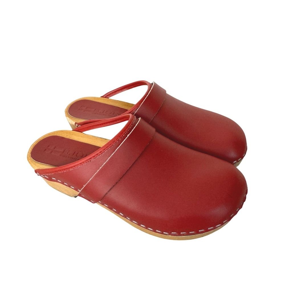 Bjork Leather Wooden Clogs Size 38 Red